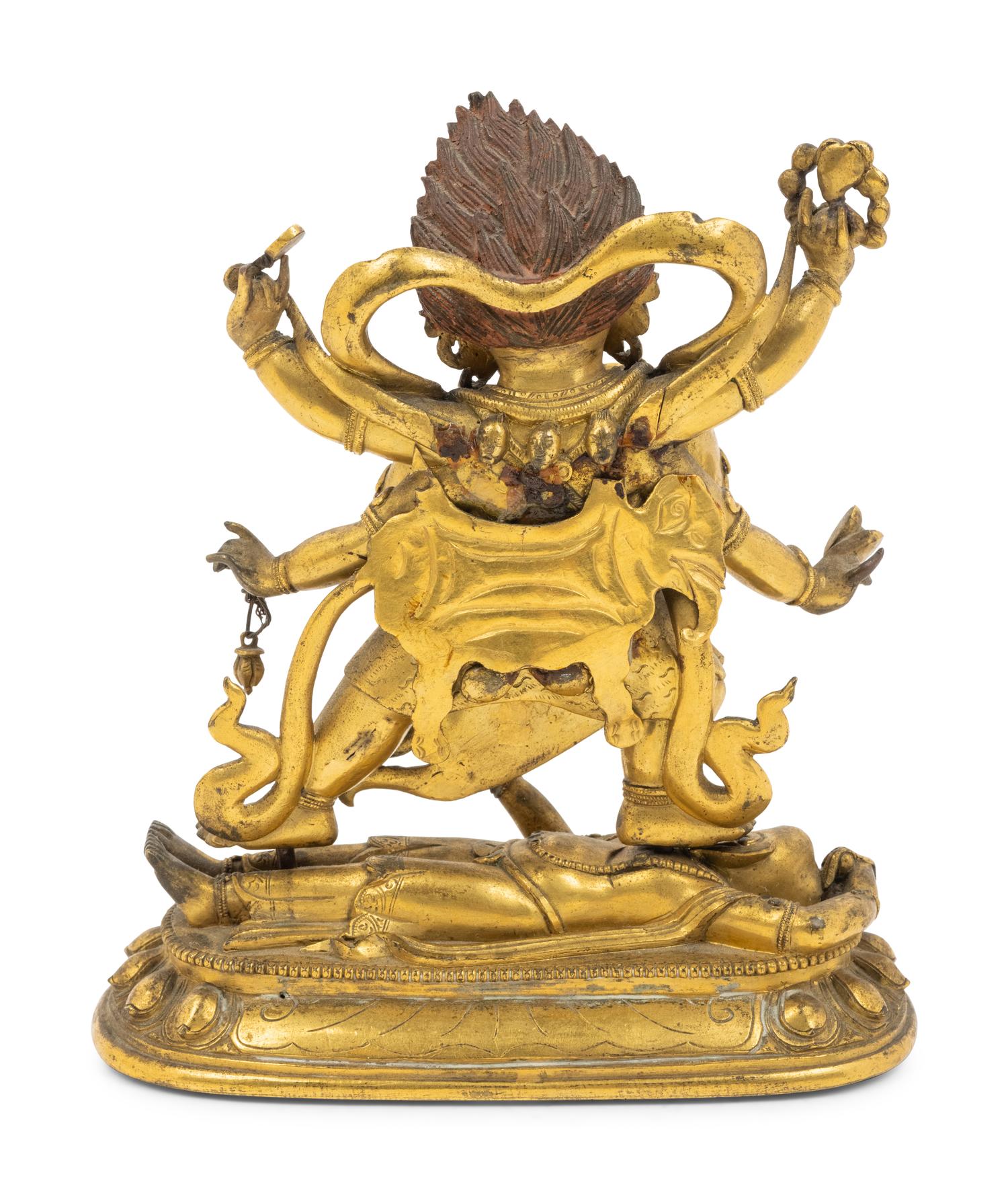 A Sino-Tibetan Gilt Bronze Figure of Mahakala