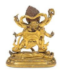 A Sino-Tibetan Gilt Bronze Figure of Mahakala