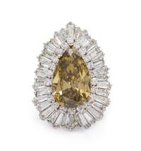 A Platinum, Treated Colored Diamond and Diamond Ring/Pendant, 10.70 dwts.
