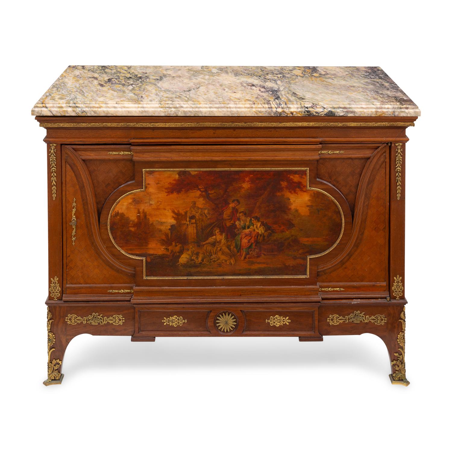 A French Gilt Metal Mounted and Vernis Martin Decorated Side Cabinet