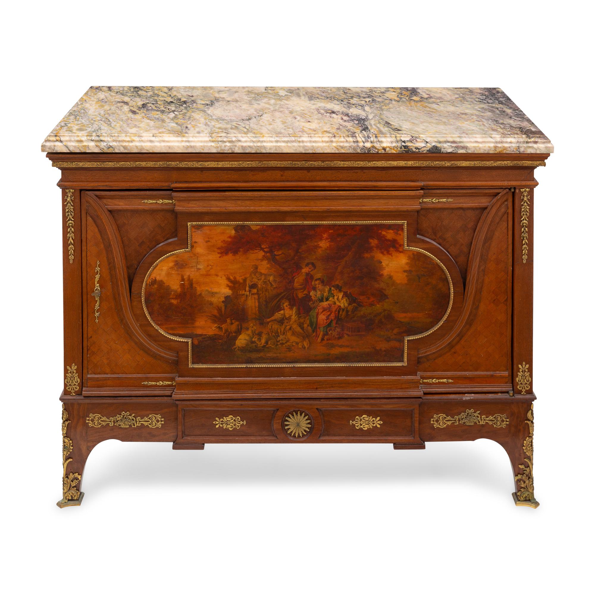 A French Gilt Metal Mounted and Vernis Martin Decorated Side Cabinet