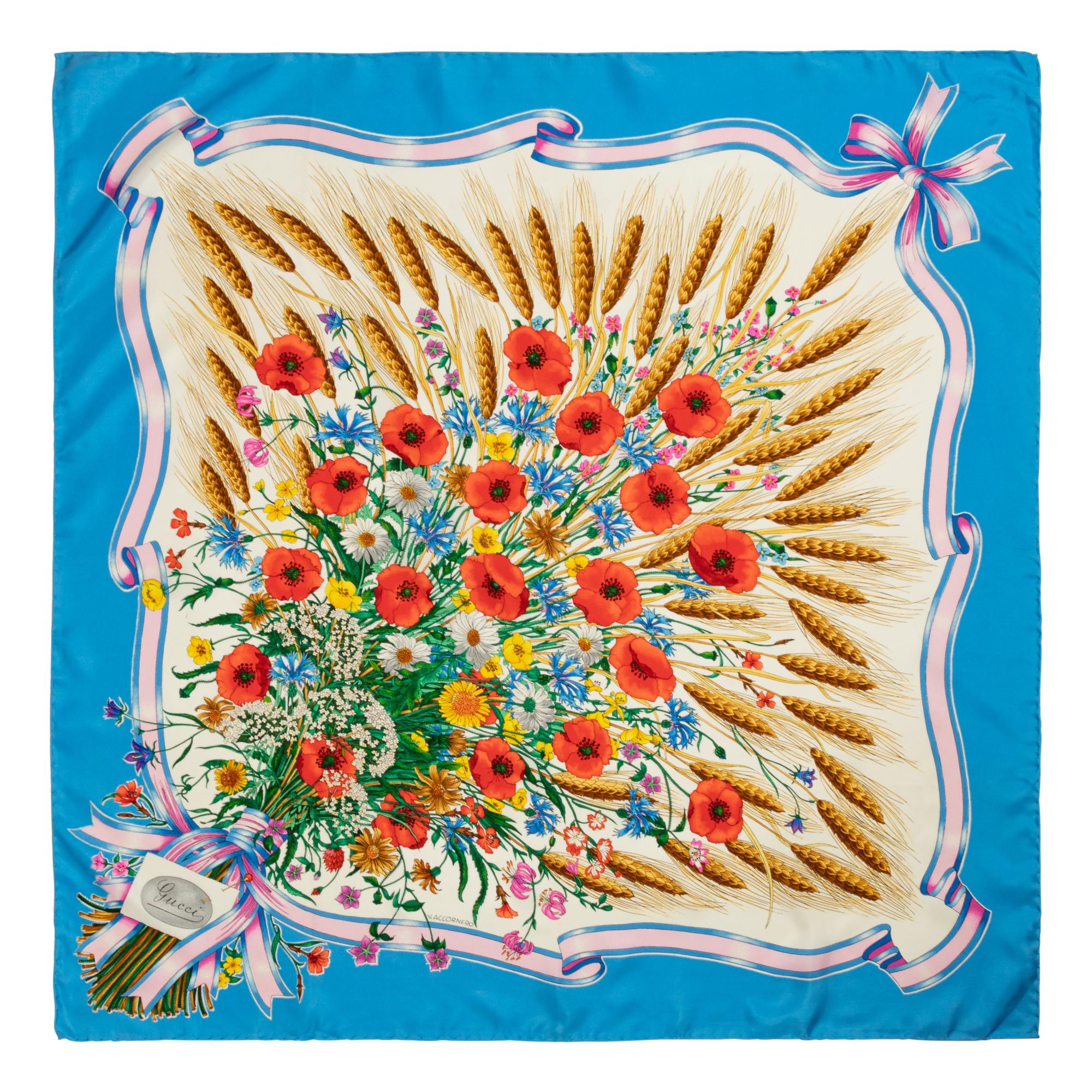 Three Gucci Silk Scarves, 1970-80s