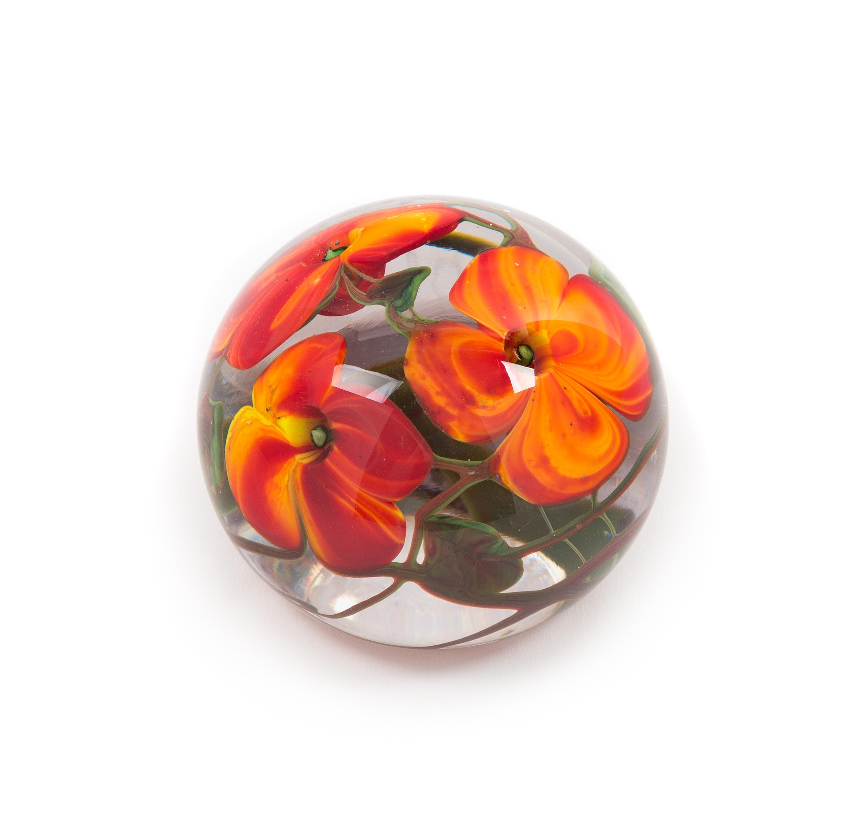 Richard Olma, (American), a floral paperweight, 1983
