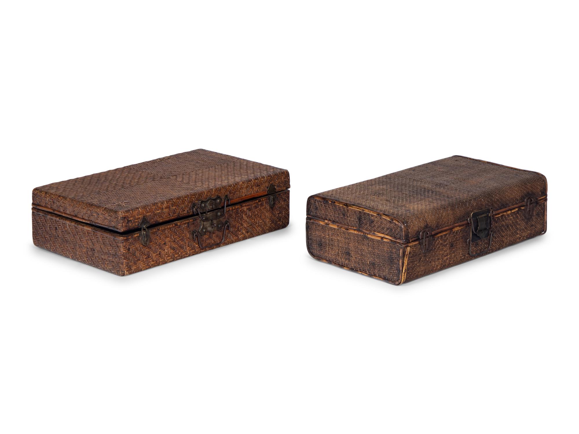 Two Japanese Wicker Suitcases