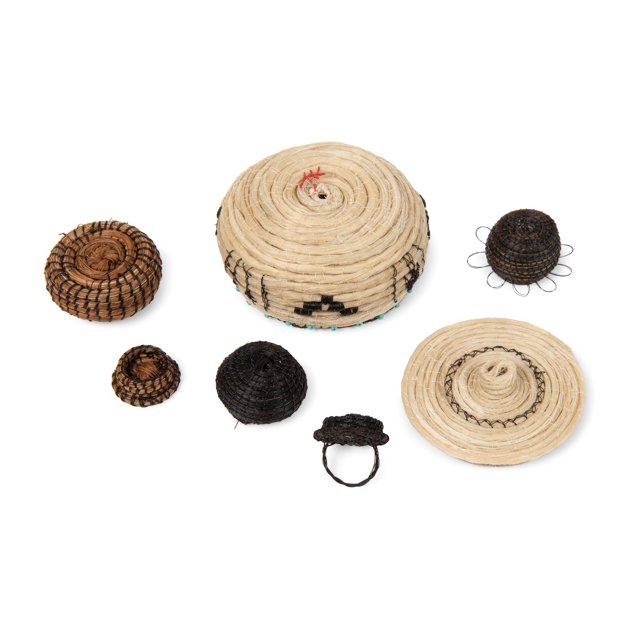 Group of Tohono O'odham, Akimel O'odham, Navajo and Cherokee Miniature Baskets