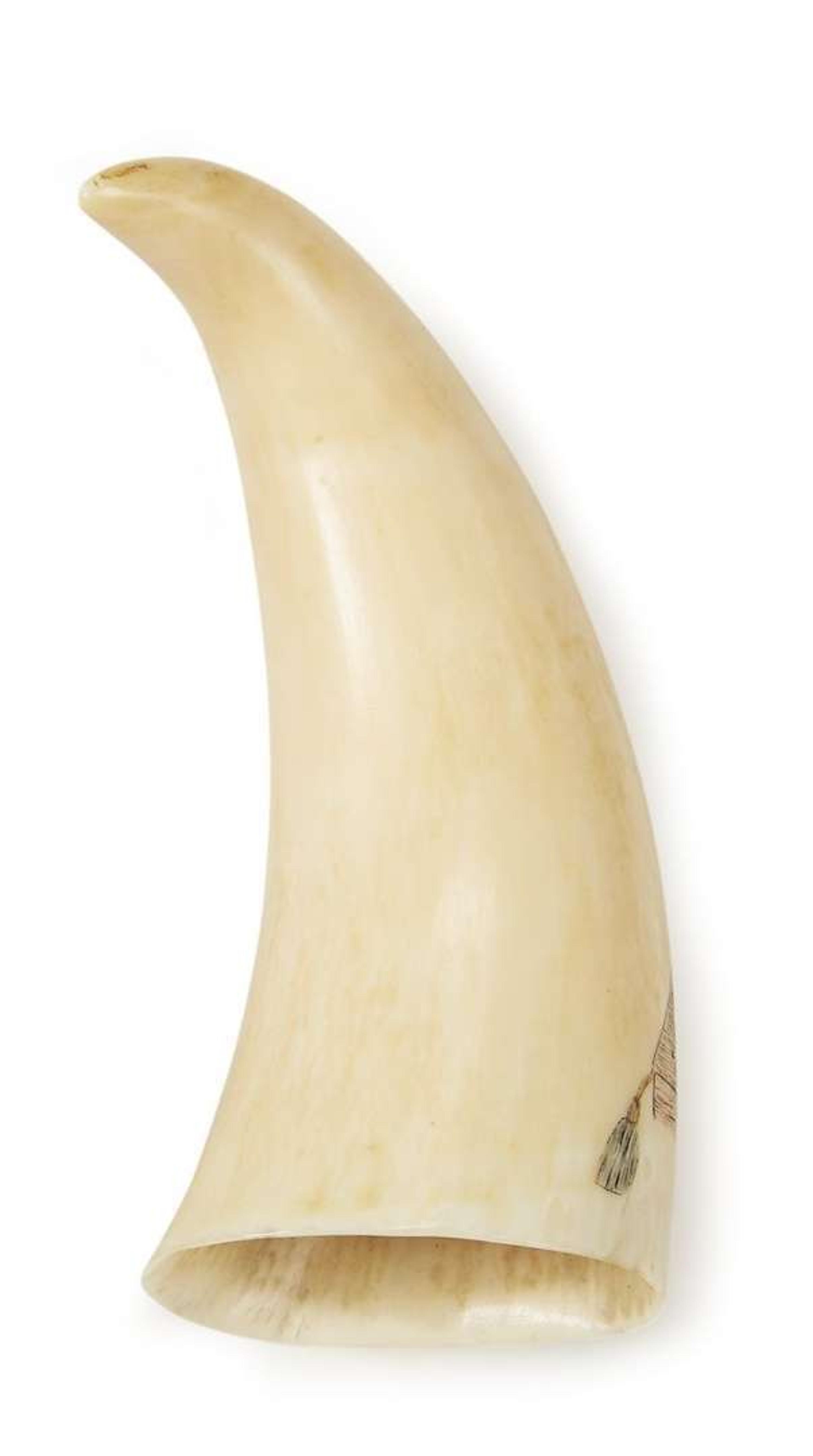 Group of whale bone items and scrimshaw-decorated whale tooth 19th/20th century