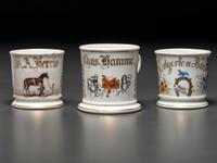 Three Equestrian Occupational Porcelain Shaving Mugs