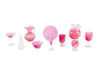 An Assembled Collection of Pink Glass Table Articles