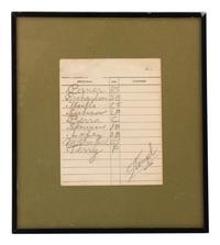 A 1959 Casey Stengel Signed New York Yankees Official Lineup Card with Mickey Mantle and Yogi Berra,