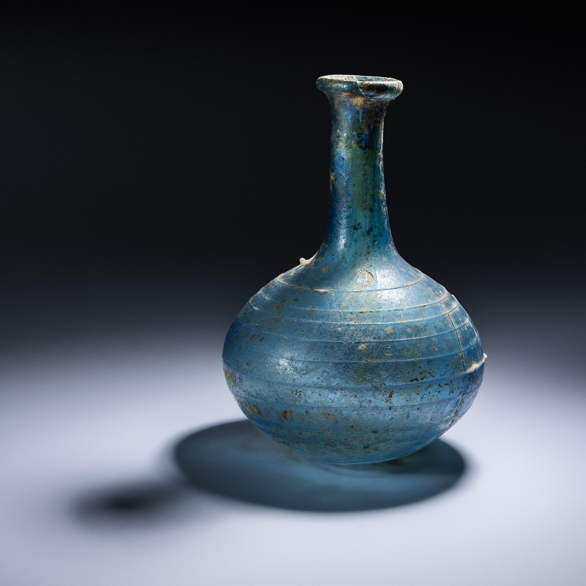 A Roman Blue Glass Bottle