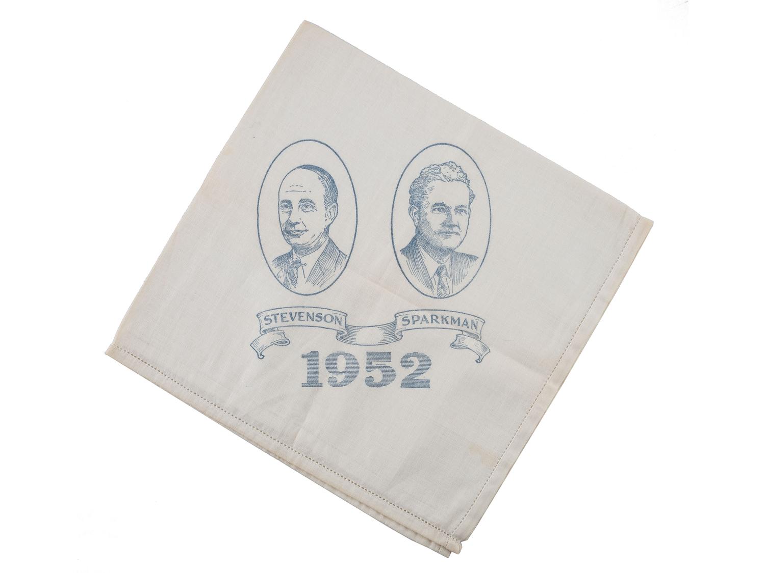[STEVENSON, Adlai Ewing II (1900-1965)]. A group of campaign ephemera incl. a rare 1952 kerchief.