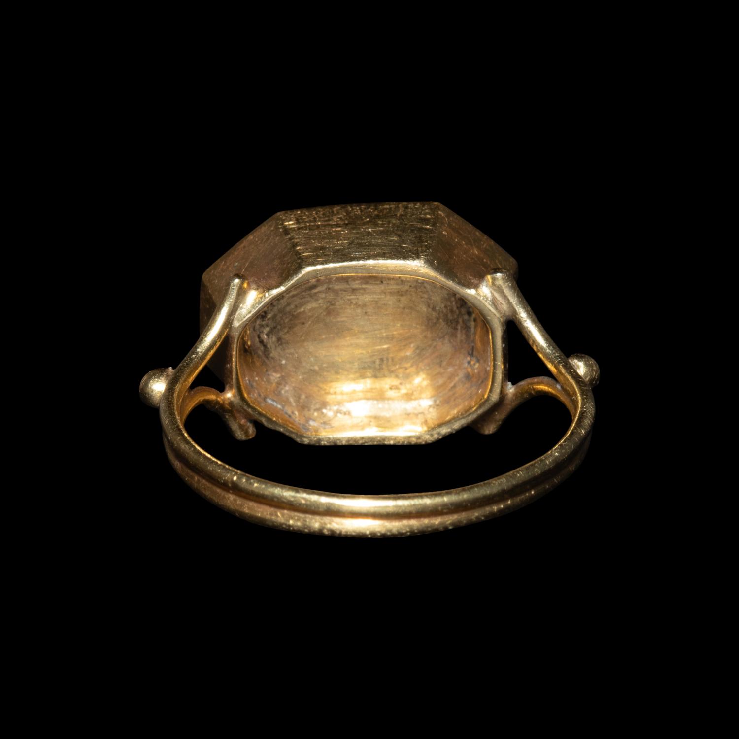 A Late Roman or Byzantine Red Jasper Intaglio with a Monogram — Set in a 19th Century gold ring
