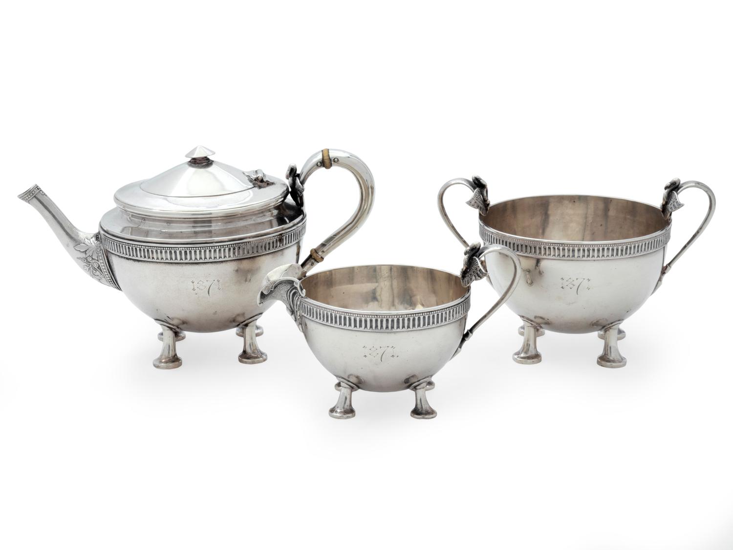 An American Silver Bachelor Suite of Three — Gorham, Providence, RI, circa 1871