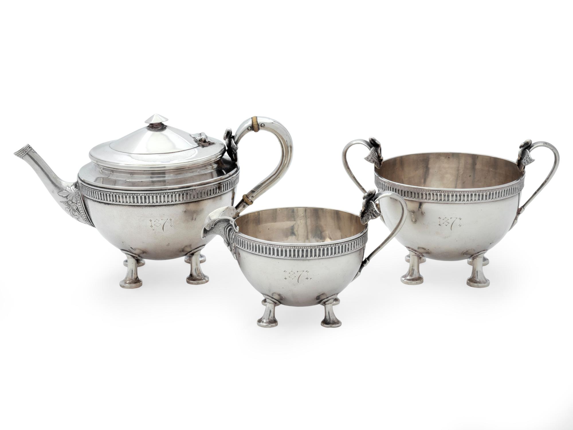 An American Silver Bachelor Suite of Three — Gorham, Providence, RI, circa 1871
