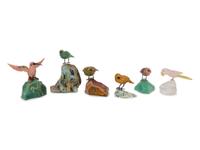Six Carved Hardstone Bird Figures