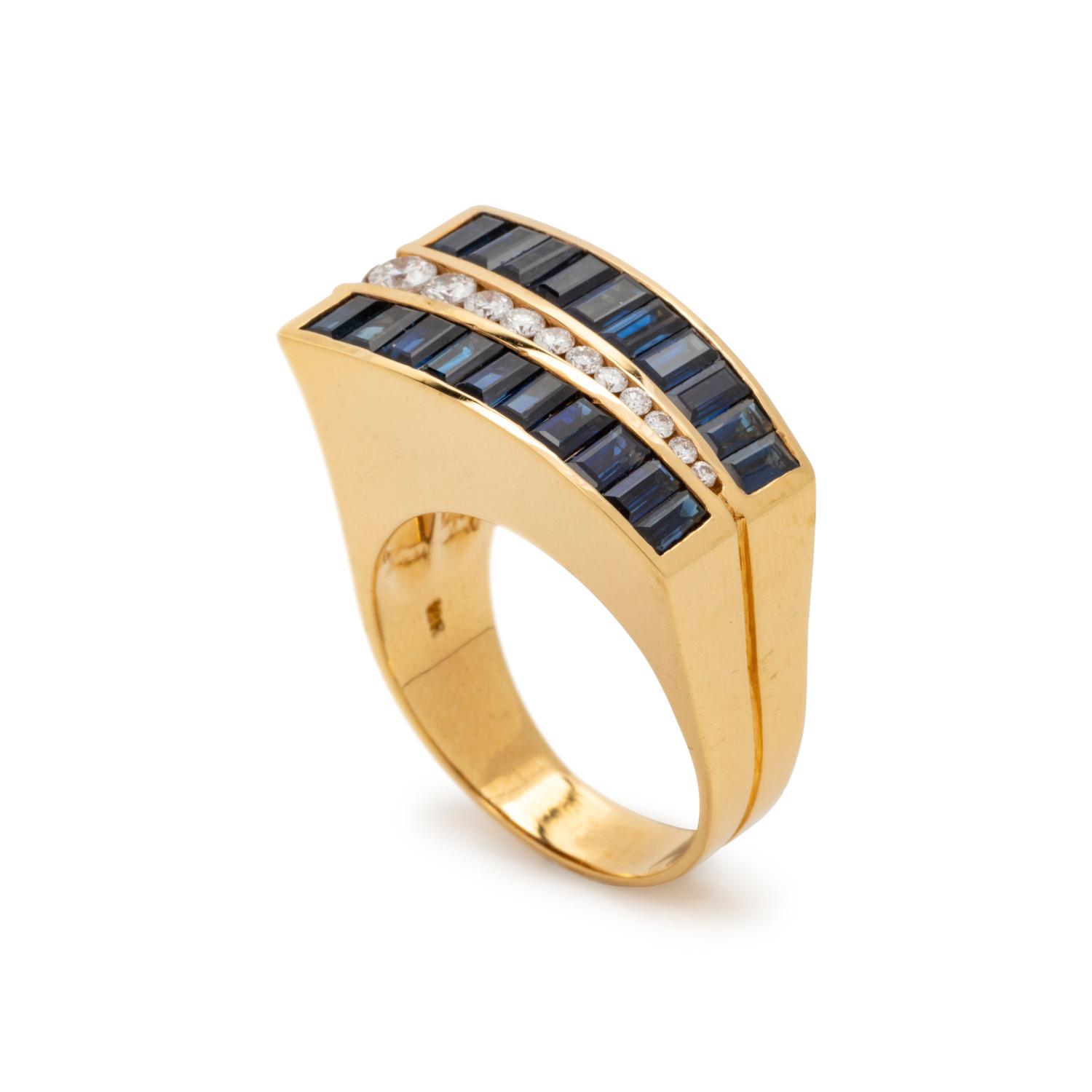 CHARLES KRYPELL, SAPPHIRE AND DIAMOND RING