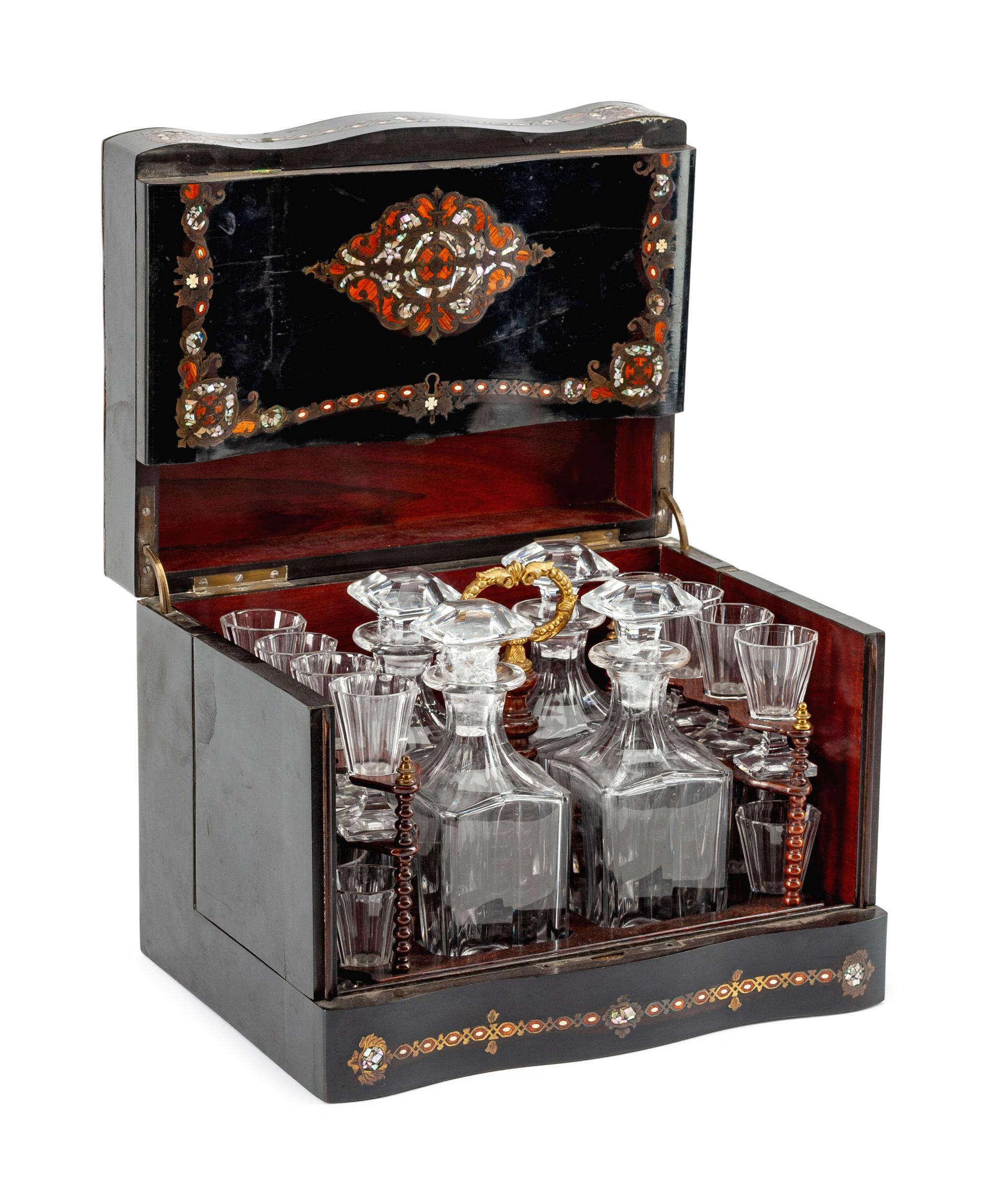 A French Inlaid and Ebonized Cave de Liqueur