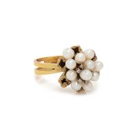 CULTURED PEARL AND DIAMOND CLUSTER RING