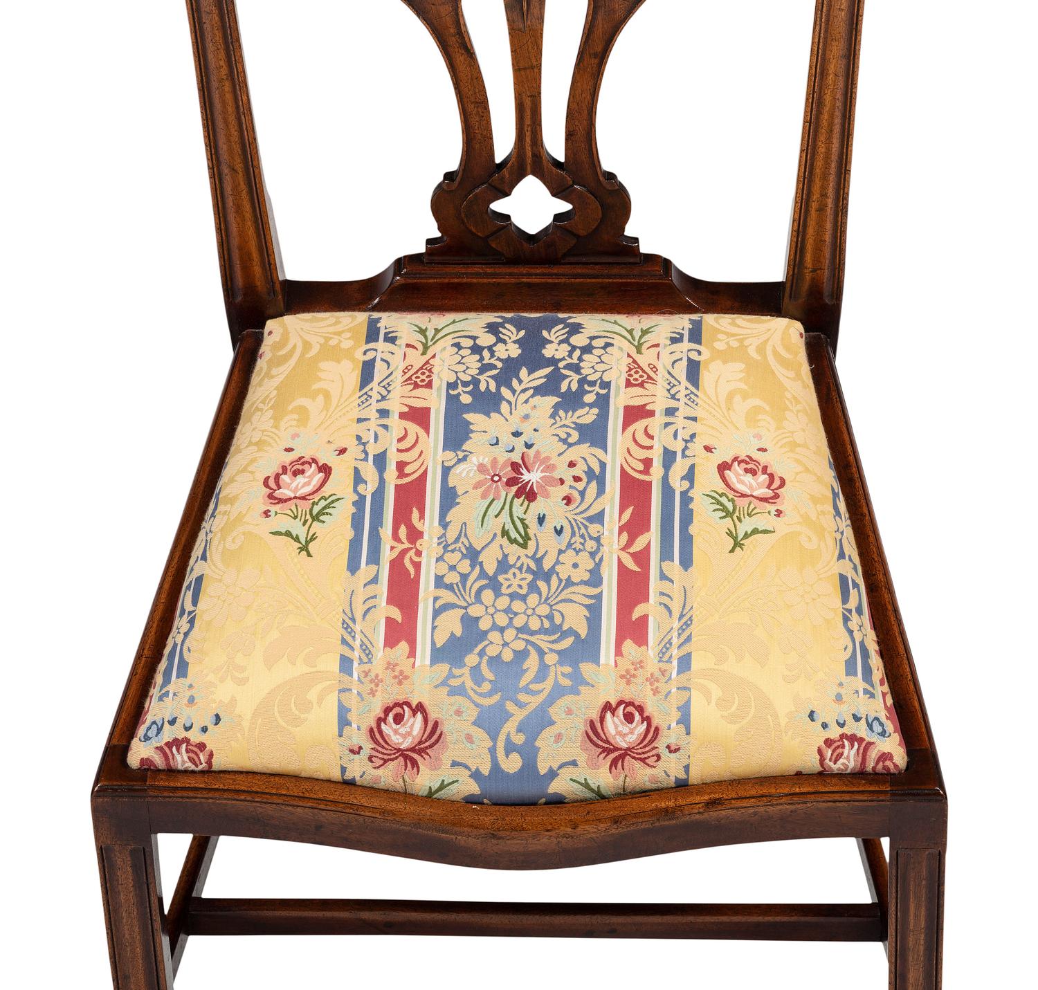 Eight George III Style Walnut Dining Chairs