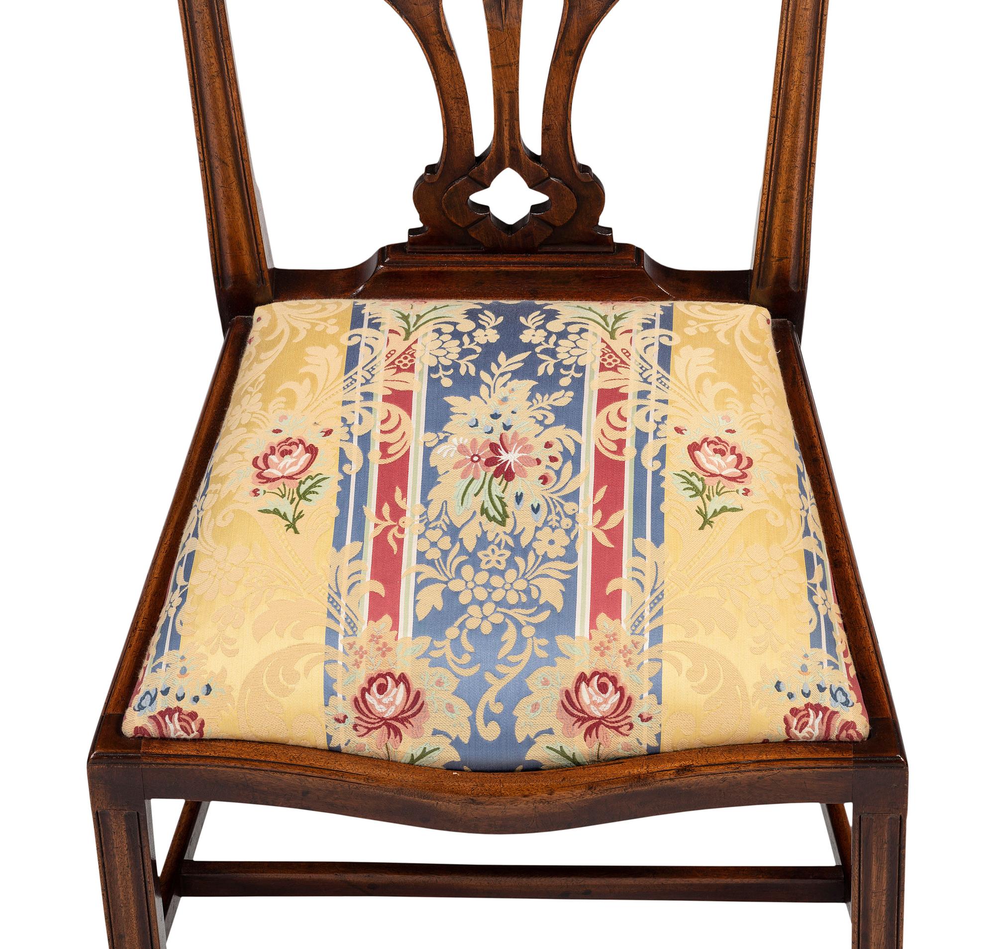 Eight George III Style Walnut Dining Chairs
