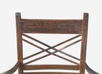 A Pair of Classical Grain Painted Rush Seat Armchairs