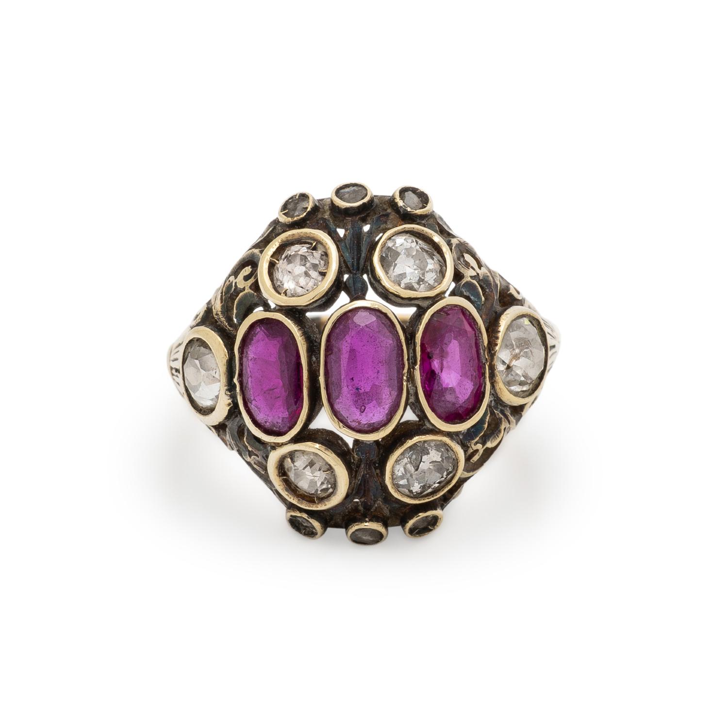 ANTIQUE, RUBY AND DIAMOND RING