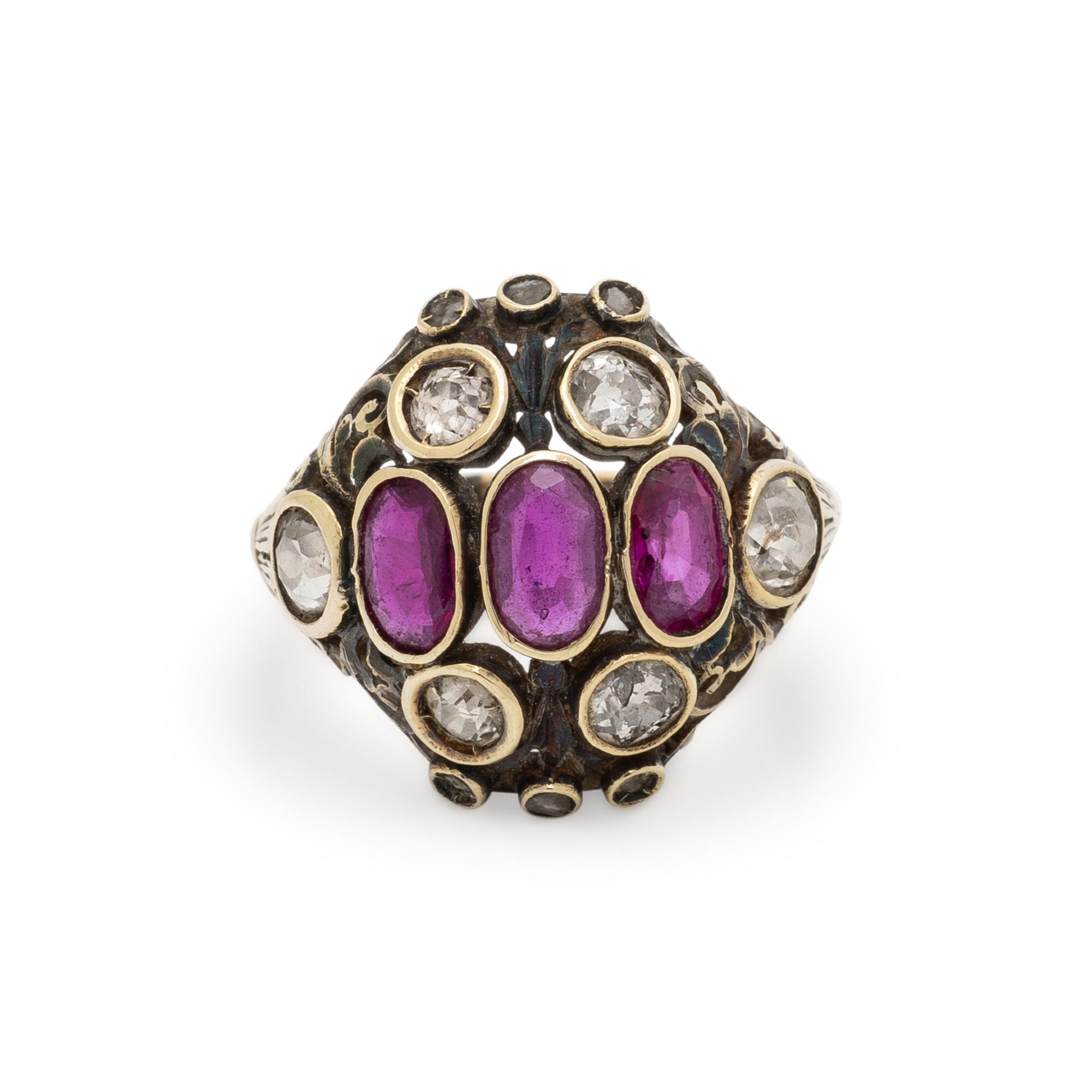 ANTIQUE, RUBY AND DIAMOND RING