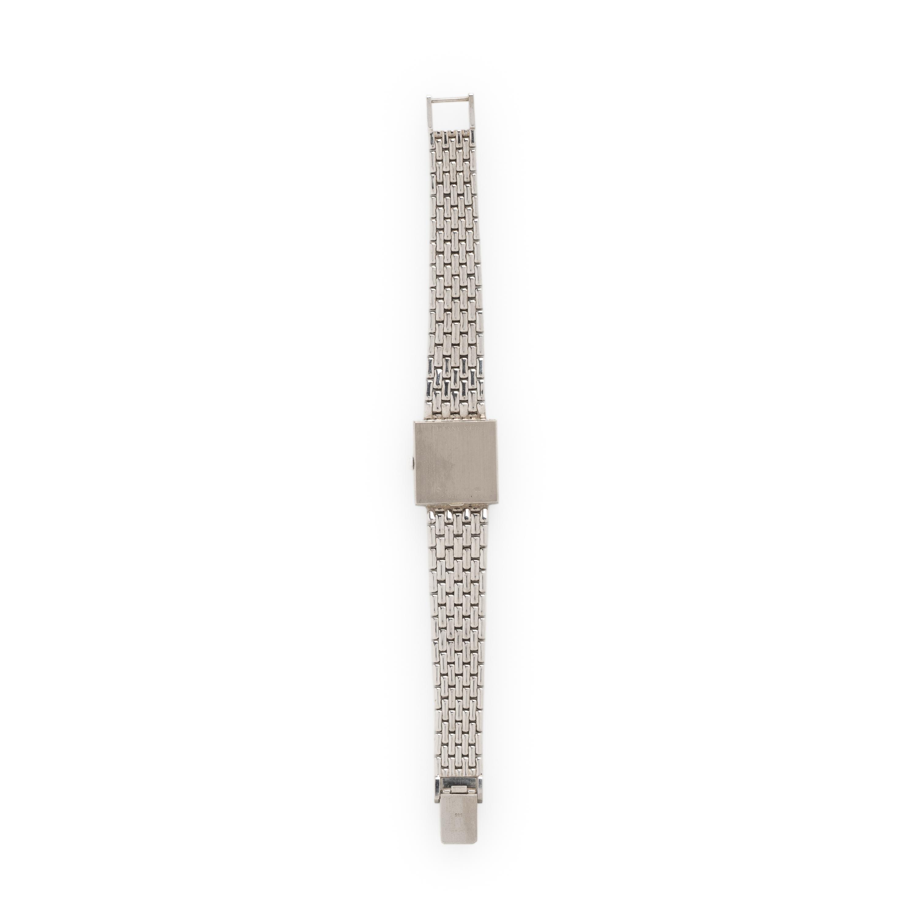 TIFFANY & CO., WHITE GOLD WATCH WITH DIAMOND BEZEL