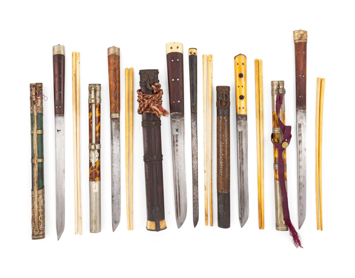 Five Sets of Chinese Chopsticks and Knives