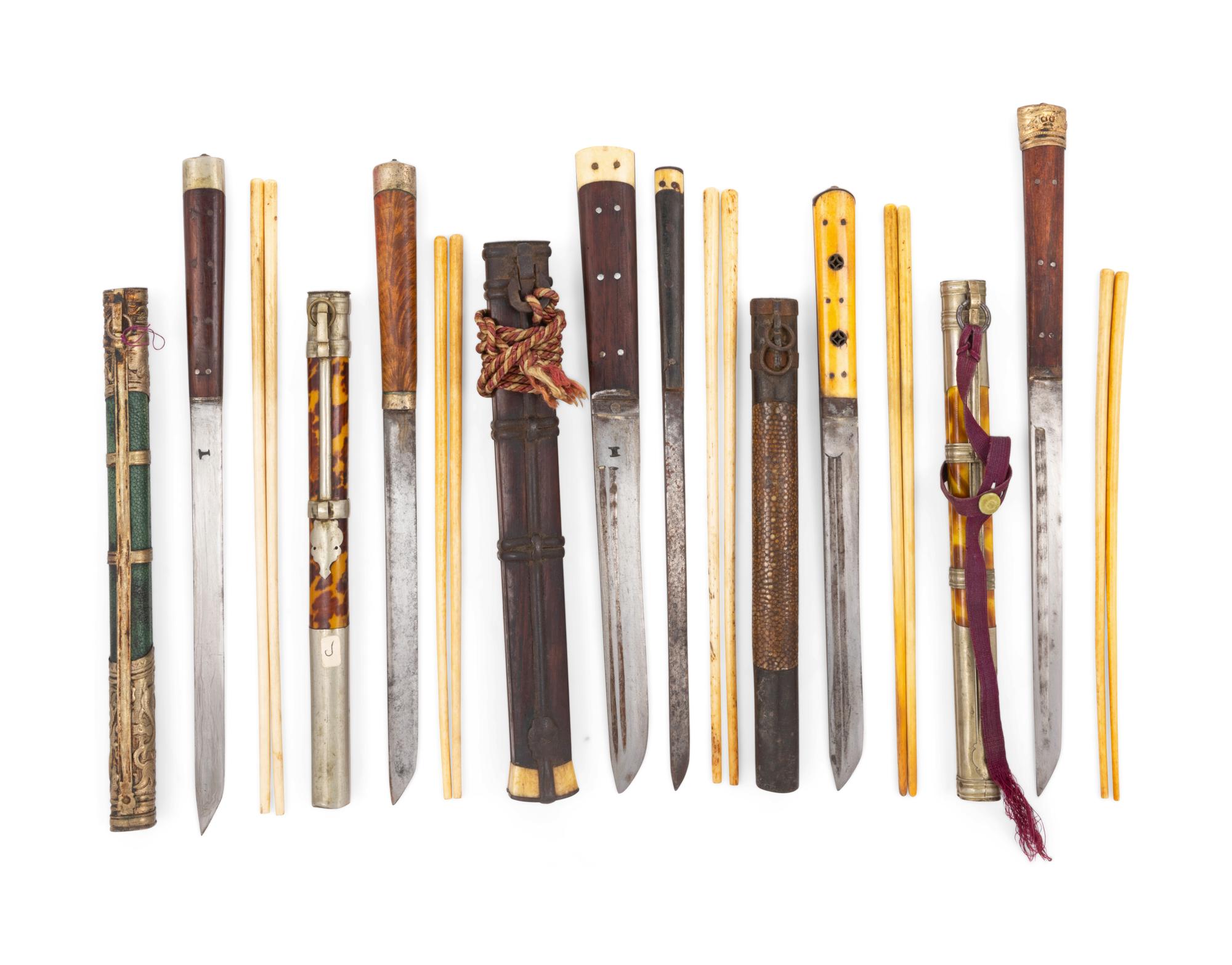Five Sets of Chinese Chopsticks and Knives