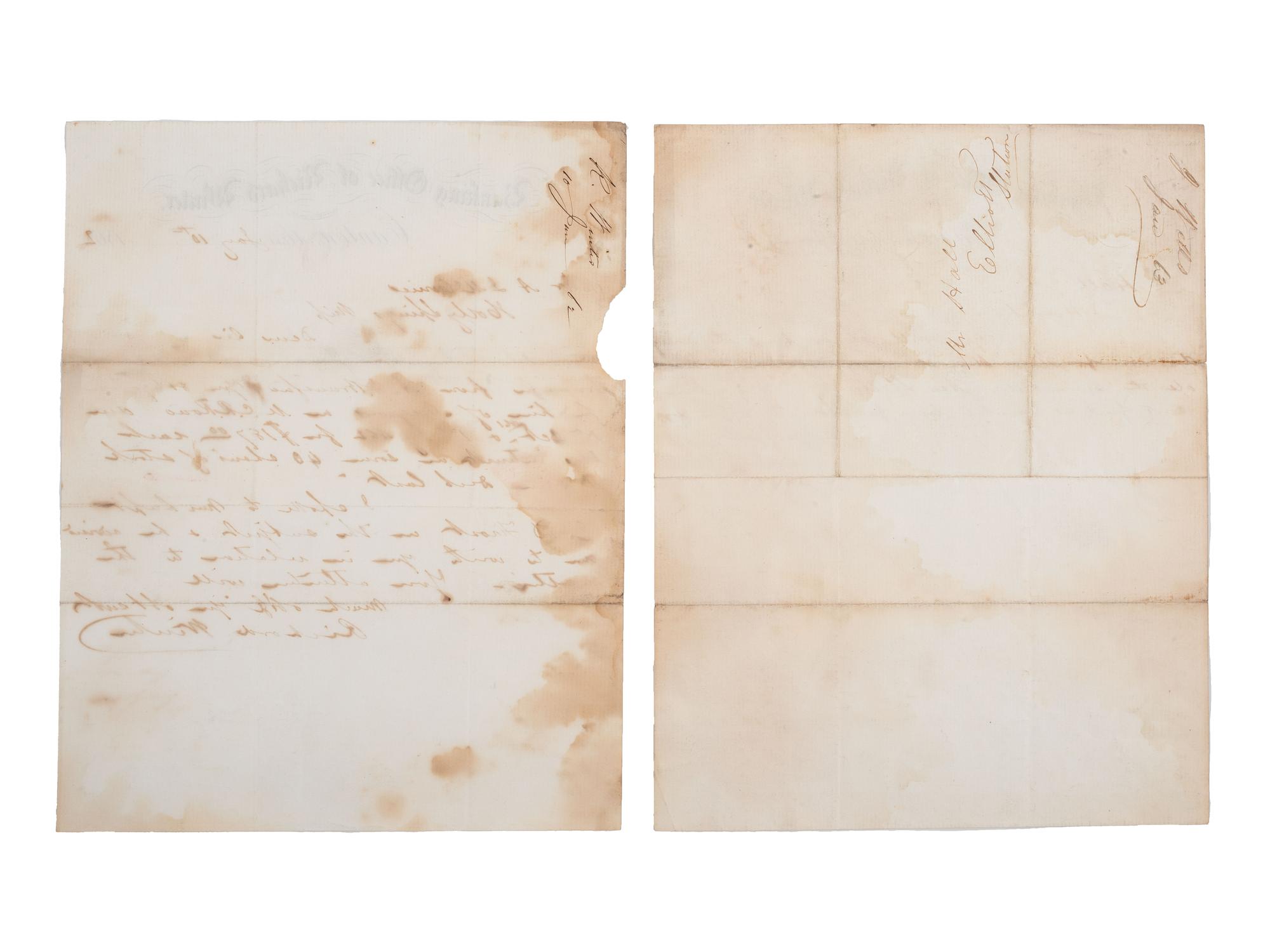[CIVIL WAR]. A group of 2 letters discussing hiring African Americans on the Mississippi Central Railroad. Canton, MS, 1860s.