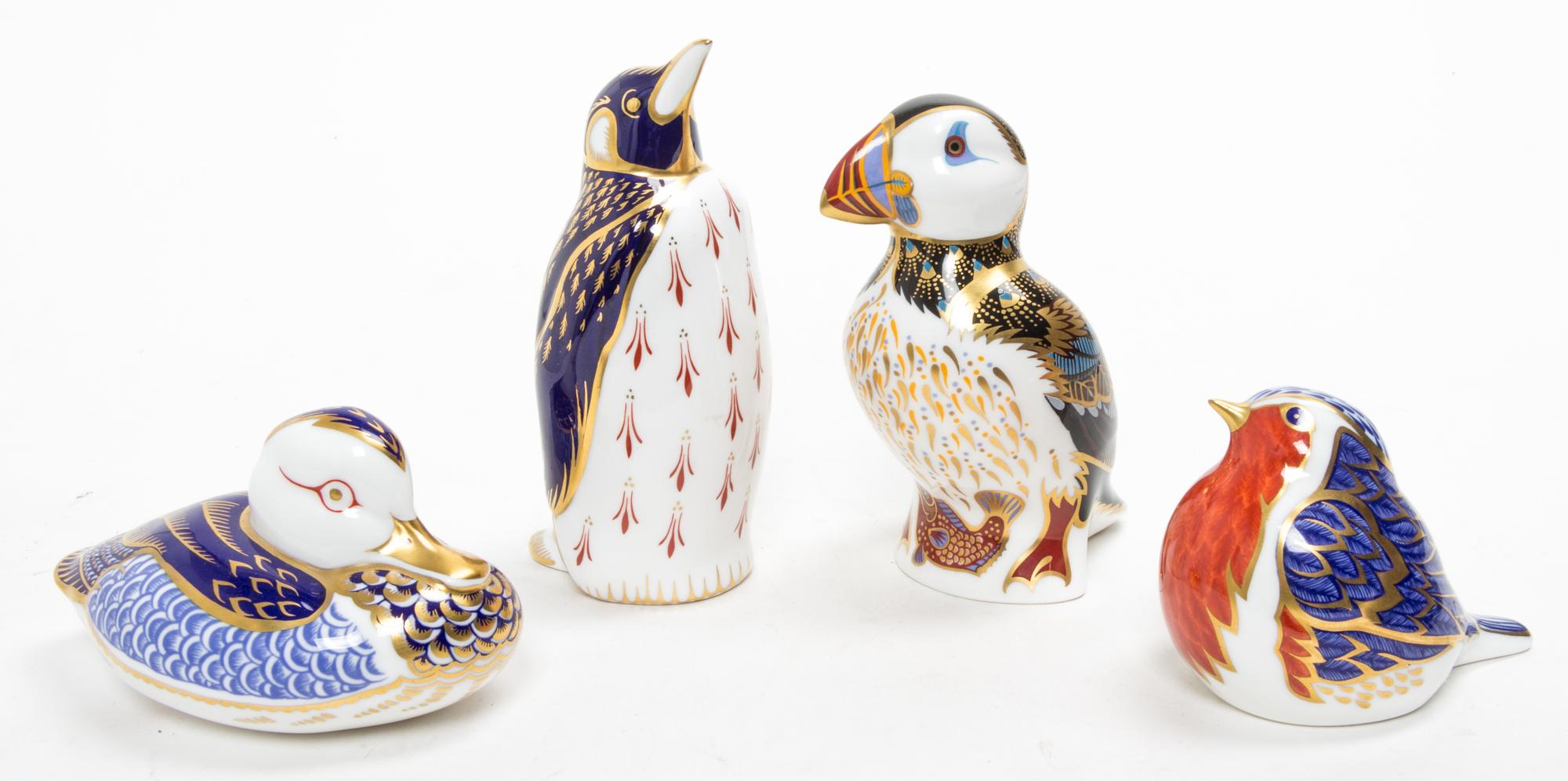 A Collection of Royal Crown Derby Porcelain Figural Paperweights Height of tallest 5 1/4 inches. — LATE 20TH CENTURY