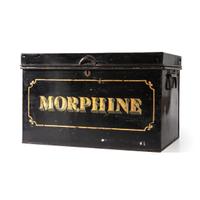 A Painted Tin Morphine Storage Box
