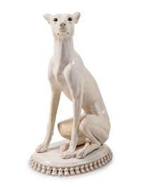 A White Glazed Terra Cotta Whippet
