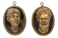 A Pair of Bronze and Marble Plaques Length 10 inches. — AFTER CLODION, 19TH CENTURY