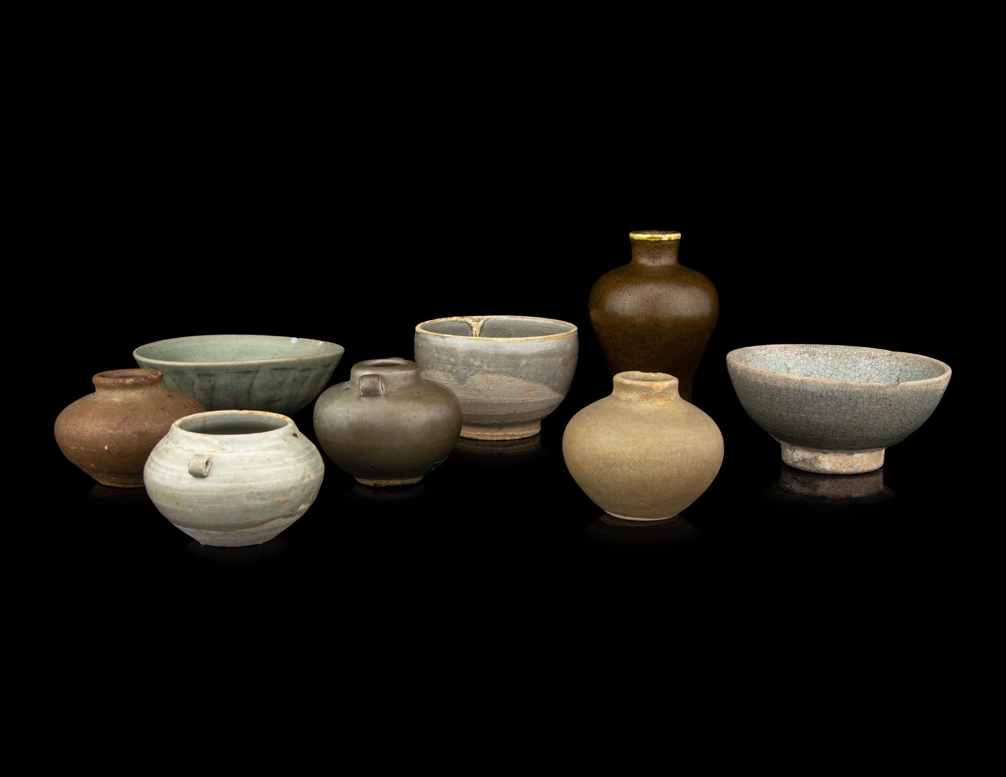 Eight Chinese Monochrome Glazed Porcelain Wares
