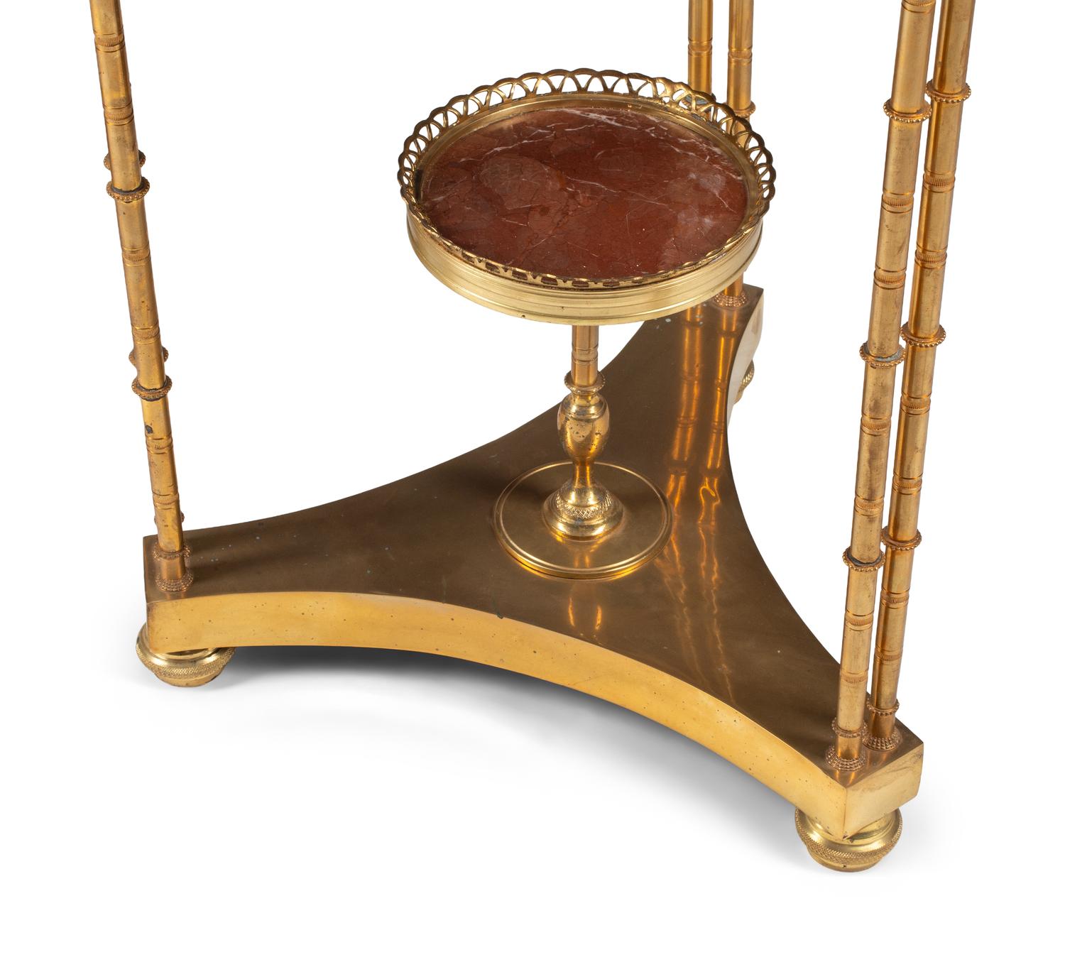 A Pair of Gilt Bronze and Marble Gueridon Tables