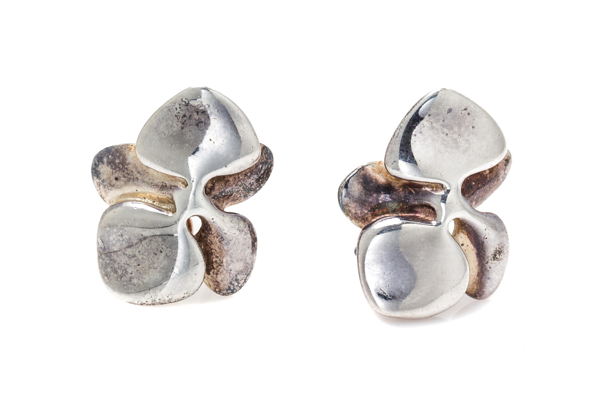 A Pair of Sterling Silver Floral Orchid Earclips, Angela Cummings, 6.30 dwts.