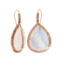 ROSE GOLD, MOONSTONE AND DIAMOND EARRINGS