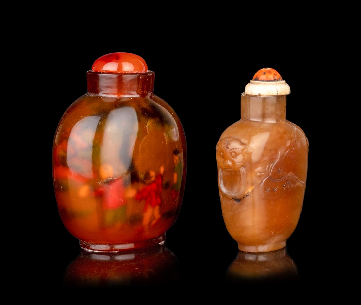 Two Chinese Agate Snuff Bottles