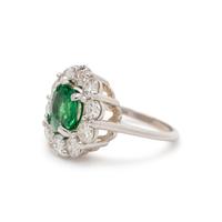 TSAVORITE AND DIAMOND RING