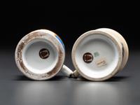 Two Horse-Drawn Delivery Wagon Porcelain Occupational Shaving Mugs
