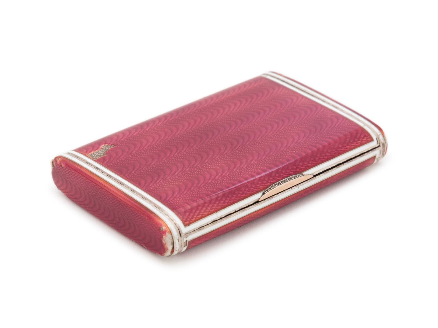 A Russian Silver, Guilloché Enameled and Diamond-Inset Cigarette Case