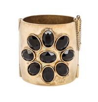 A Chanel Goldtone Embellished Cuff, 3" x 2.25".