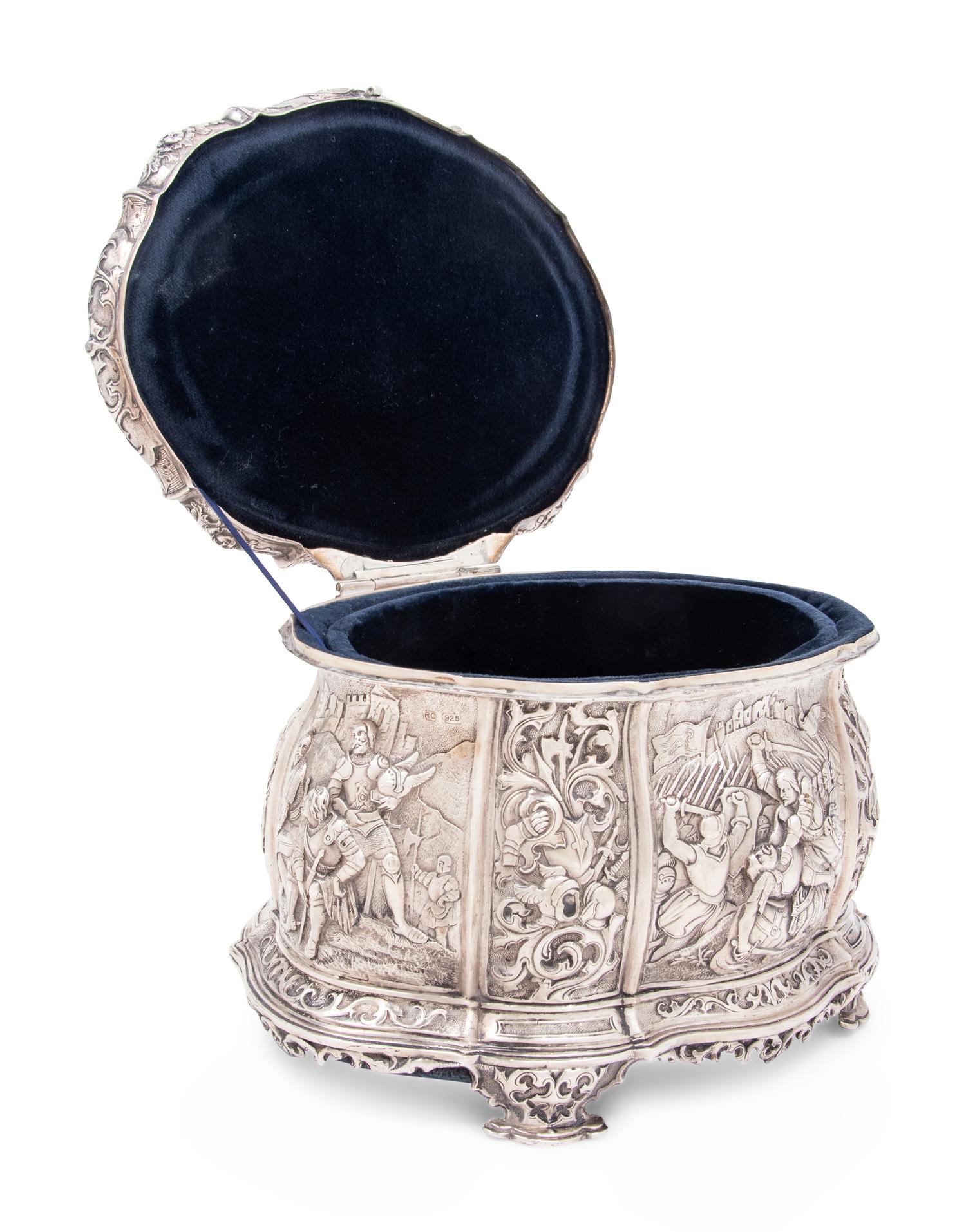 A Continental Silver Table Casket