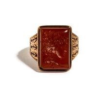 A Neoclassical Gold and Carnelian Ring Stone with a Gryllos