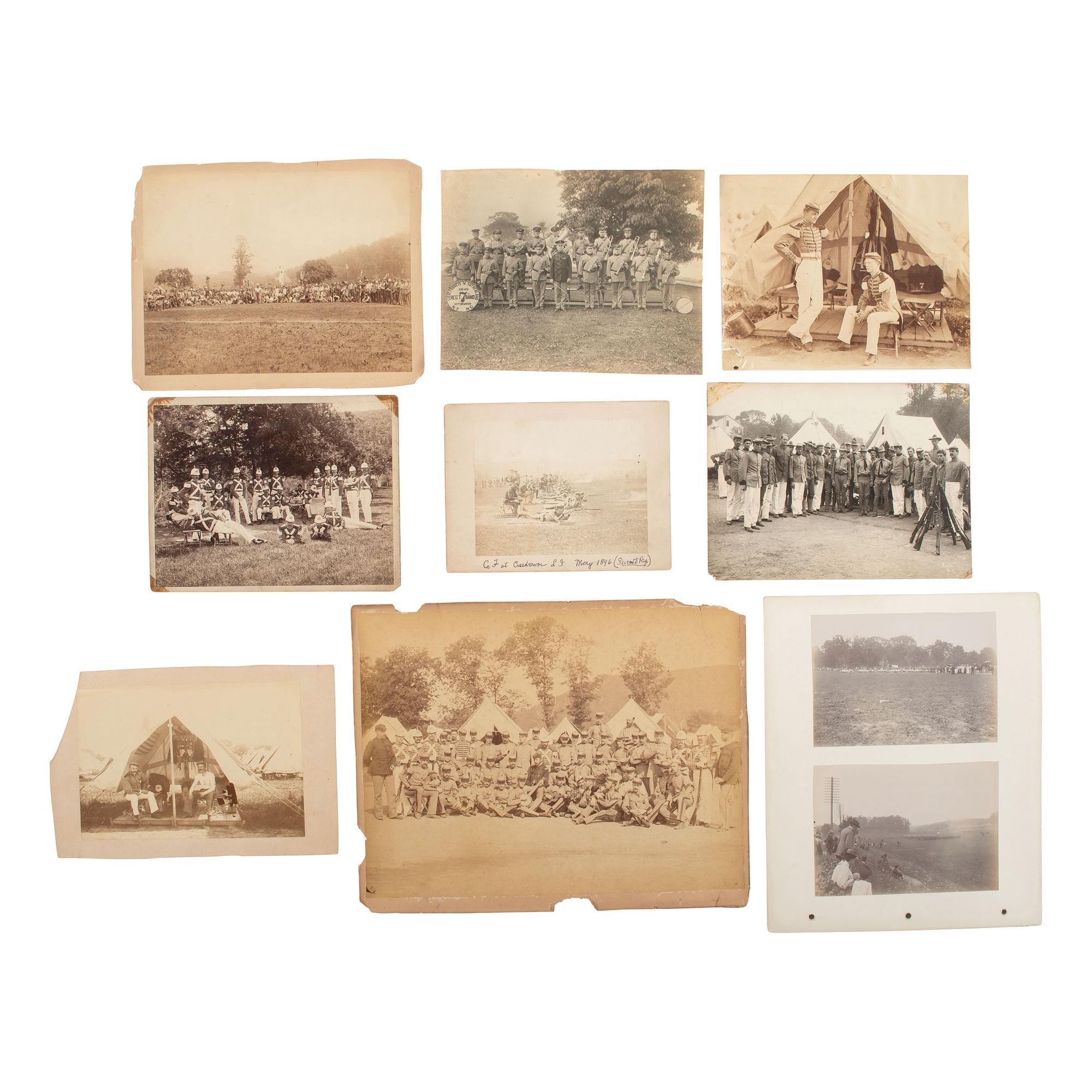 [Early Photography] Group of 23 Photographs of the 7th New York State Militia. Ca 1870s-1900s.