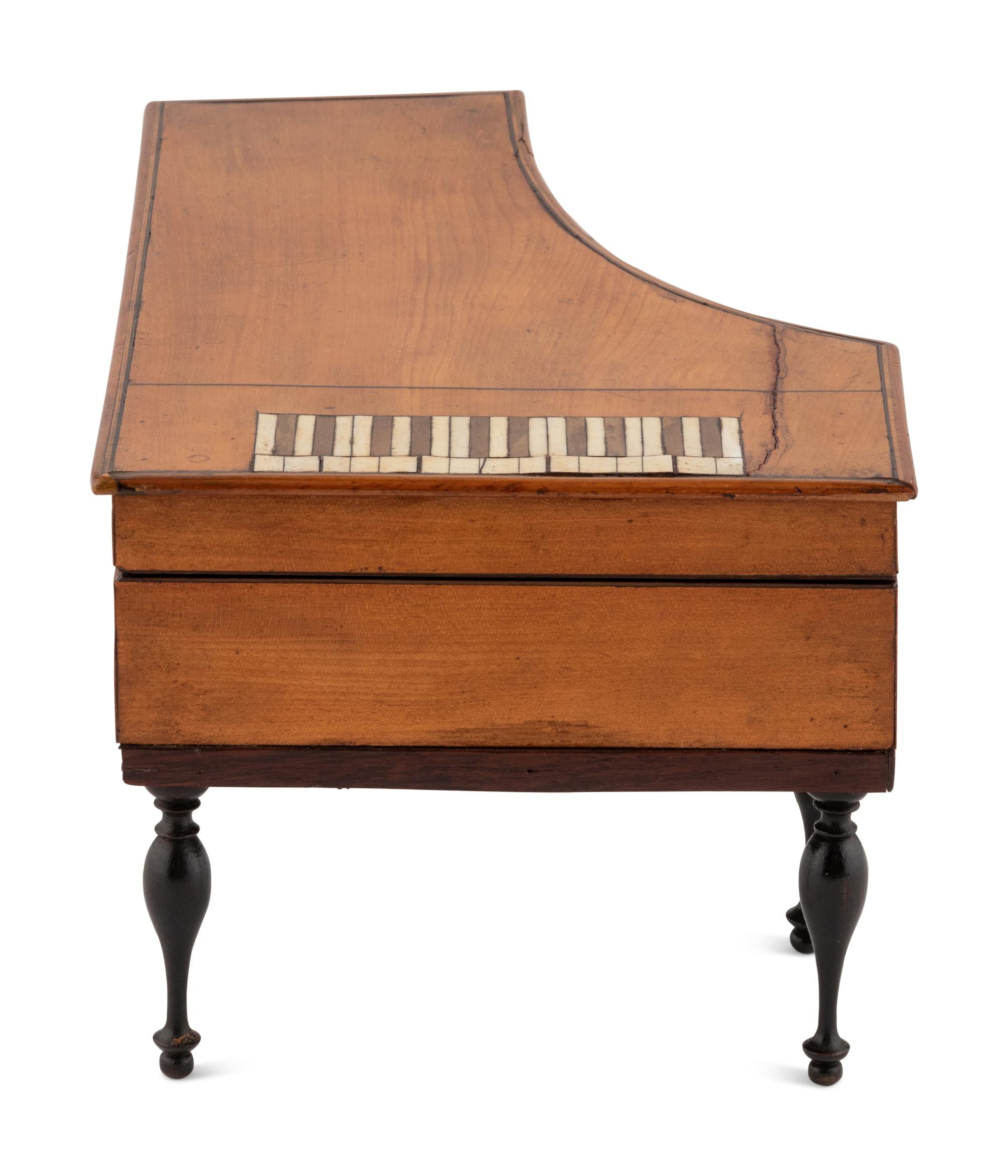 A Tulipwood Piano-Form Musical Sewing Box