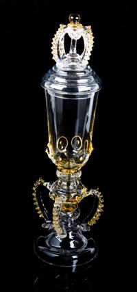 An Italian Studio Glass Jar Height 17 7/8 inches.