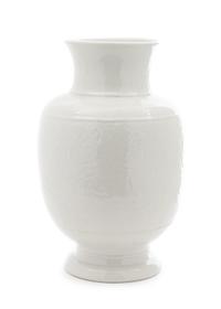 A Chinese Carved White Glazed Porcelain Vase Height 13 1/4 inches. — 20TH CENTURY